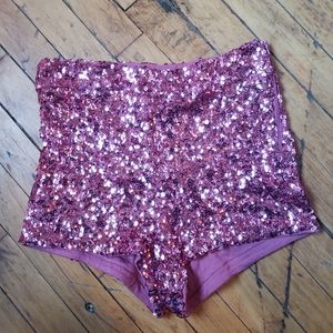 Topshop pink sequin shorts